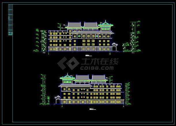 某地中式古典风格大酒店建筑设计cad方案图-图二