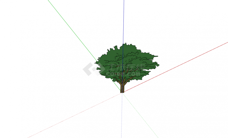 粗枝茂叶深绿色乔木su模型-图二