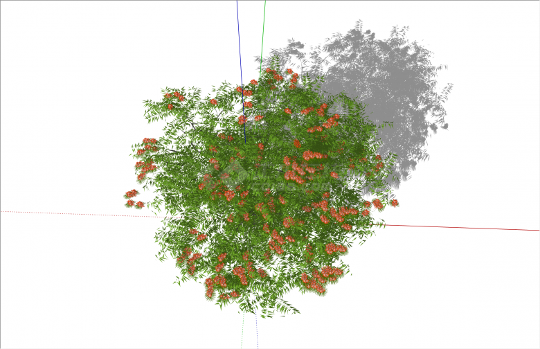 繁茂靠红花绿色乔木su模型-图二