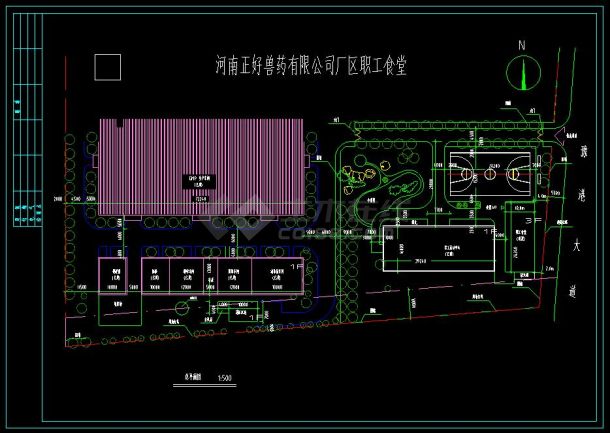 某工厂职工食堂建筑cad施工设计图(含设计说明）-图二