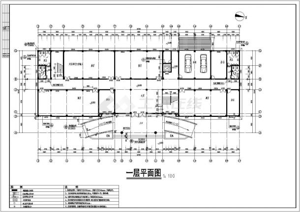 江西万载县某单位6层框架结构办公楼建筑结构施工图-图一