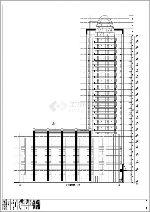 江苏某地23层框架剪力墙结构综合楼建筑施工图-图一