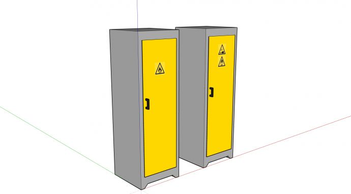 黄色柜门危险物品存放柜医疗器械su模型_图1