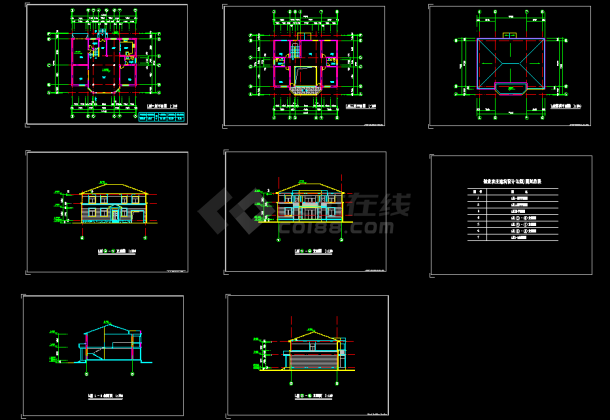 新农村别墅建筑CAD平立面施工图纸-图二