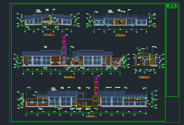 某高档会所建筑施工设计CAD图纸-图二