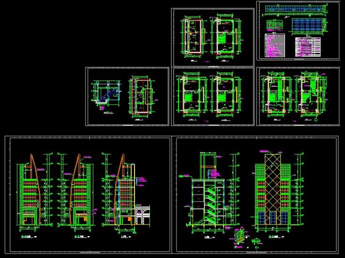 某商业街塔楼建筑设计cad施工方案图_图1