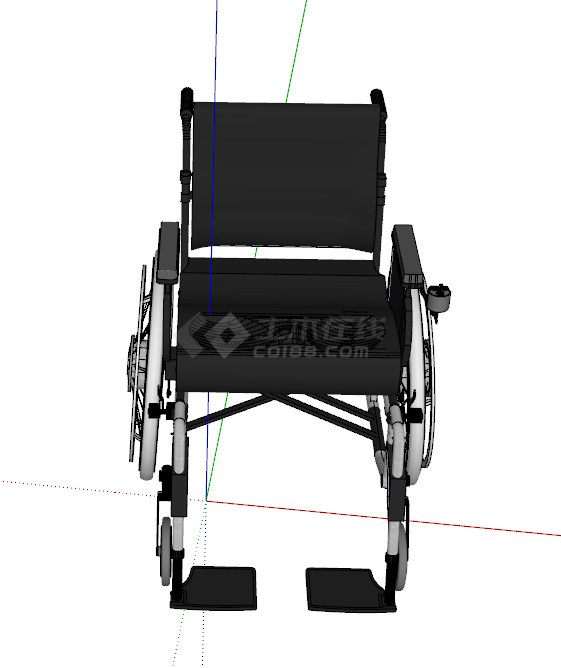 现代黑色自动智能电动轮椅su模型-图二