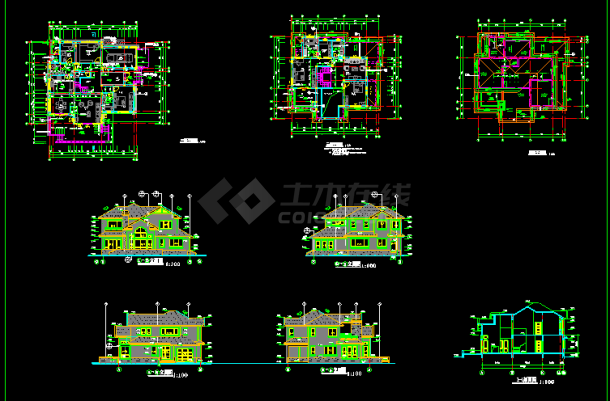 某小型高档别墅建筑施工CAD施工设计图纸-图一