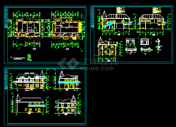 某小区别墅建筑CAD设计施工全套图纸-图一