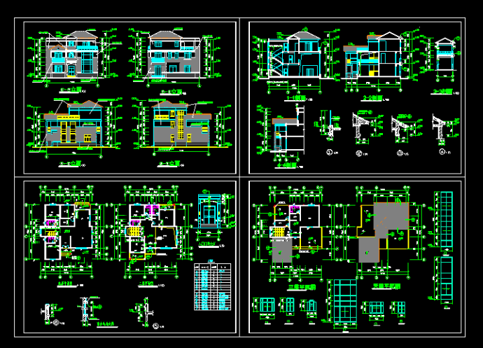 某山庄别墅建筑CAD设计施工图带效果图_图1