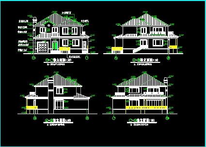 某市湖畔高档别墅建筑CAD施工设计图带效果图-图二