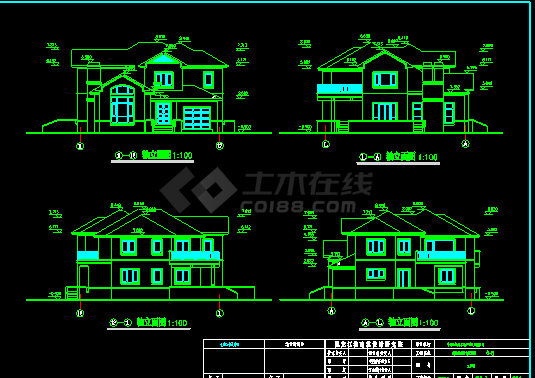 某湖边独栋别墅建筑CAD设计施工图带效果图-图二