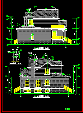 某私人全套别墅建筑CAD施工设计图纸带效果图-图二