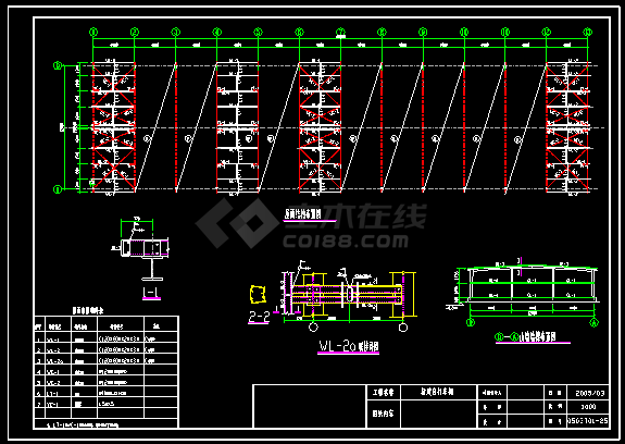 双排自行车棚设计施工方案CAD施工图纸-图二