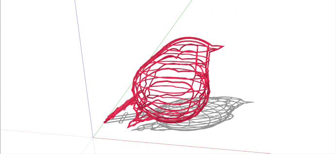 红色铁艺小鸟状现代抽象艺术雕塑su模型_图1