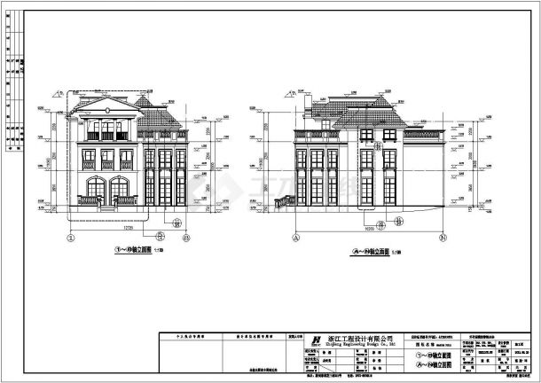 浙江开化县三层框架结构独栋别墅建筑设计施工图-图一