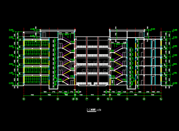 多层厂房建筑施工CAD平立剖面设计图-图二