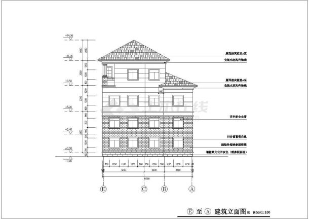 某地三层框架结构别墅（欧式）建筑设计施工图-图二