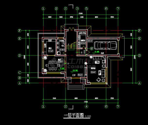 某地区某别墅设计cad建筑方案图-图二