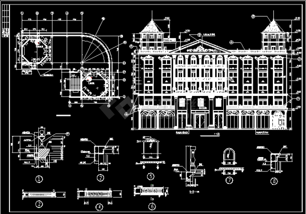 酒店建筑施工设计CAD方案平立剖图-图二