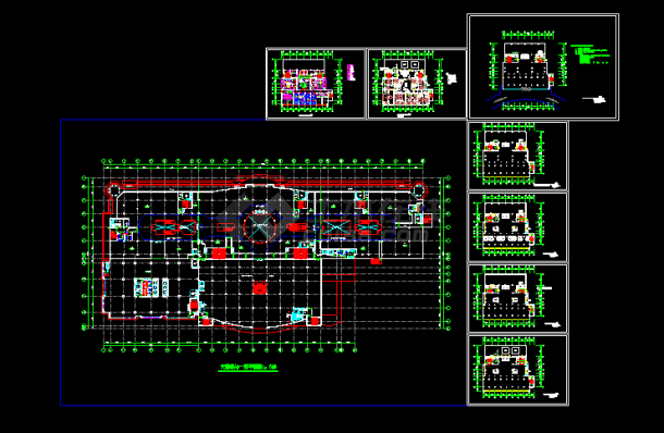 酒楼大厦施工设计建筑CAD平面方案图-图一
