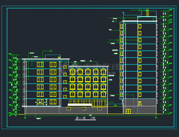 某快捷酒店全套施工CAD设计方案图-图二