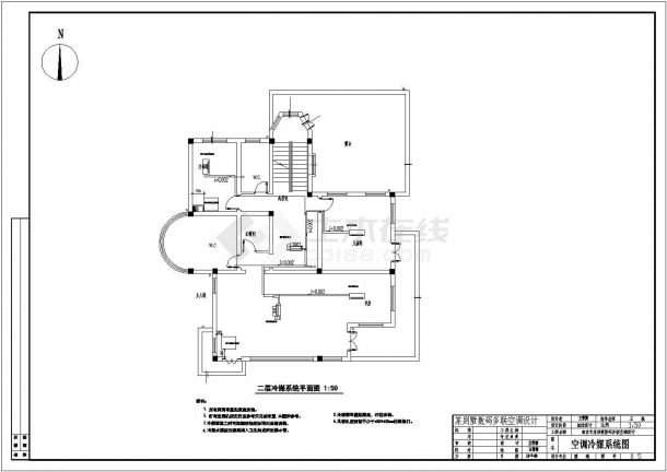 某三层别墅建筑多联机空调设计施工图-图二