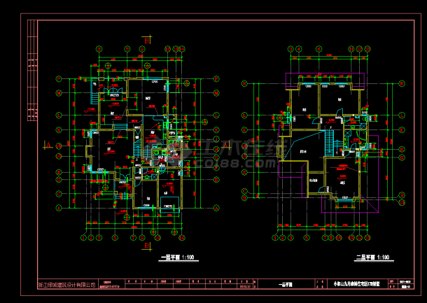 杭州某独立山地别墅建筑设计CAD初设图-图二