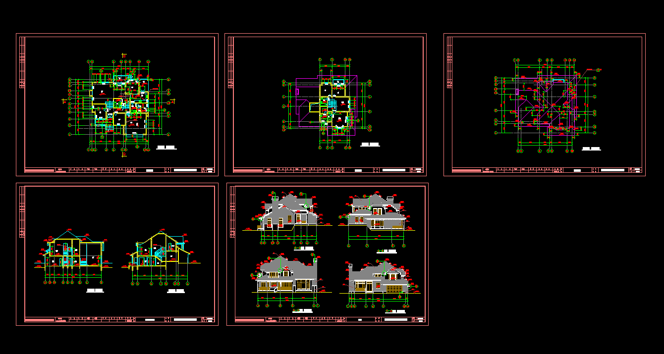杭州绿城独立山地别墅建筑设计CAD图