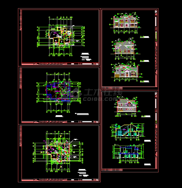 杭州绿城独立山地别墅建筑设计CAD方案图-图一