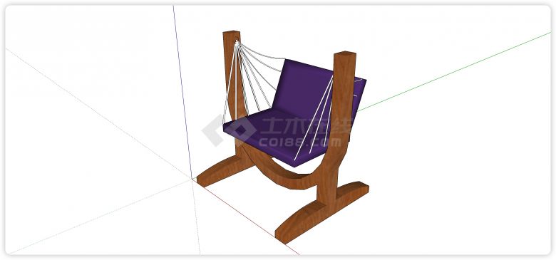 弧形支架紫色软垫秋千椅su模型-图一