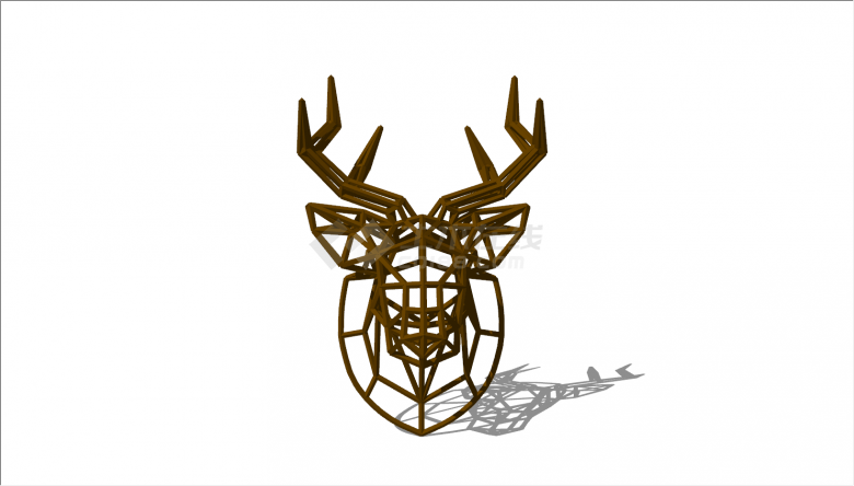 现代木架鹿头抽象艺术雕塑su模型-图二