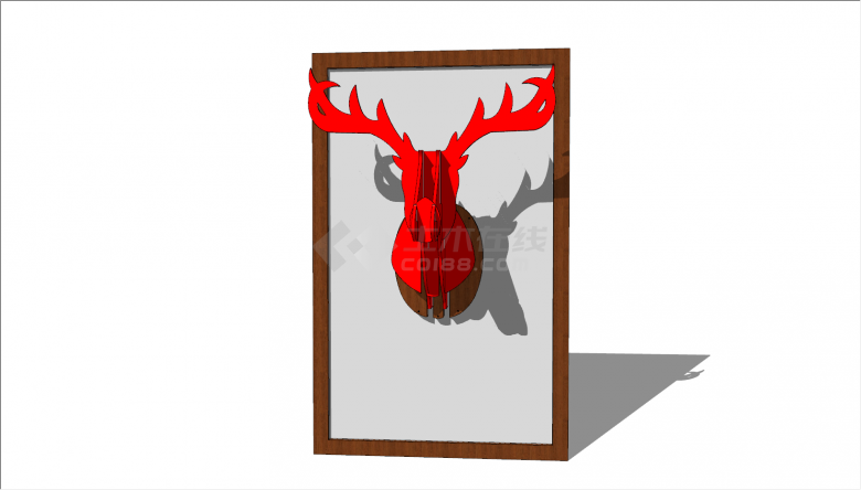 现代红色鹿头抽象艺术雕塑su模型-图二