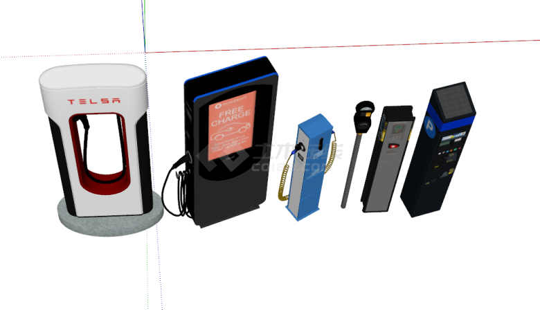 简约各种类型通用智能充电桩su模型-图二