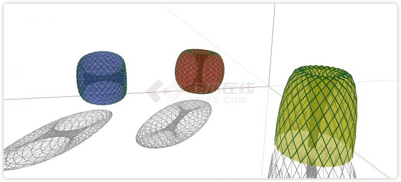 棱形网状苹果梨子现代抽象艺术雕塑su模型-图二
