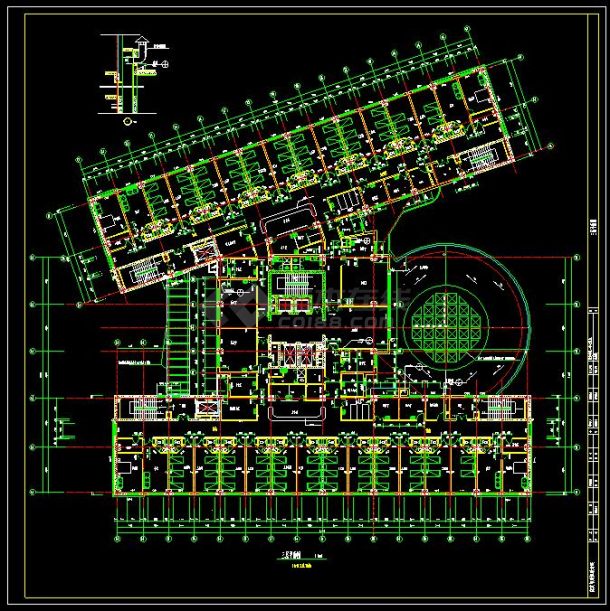 某地中心医院建筑设计cad平面方案图-图二