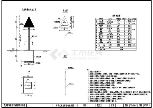 某地高速公路交通指示牌结构设计图纸-图二