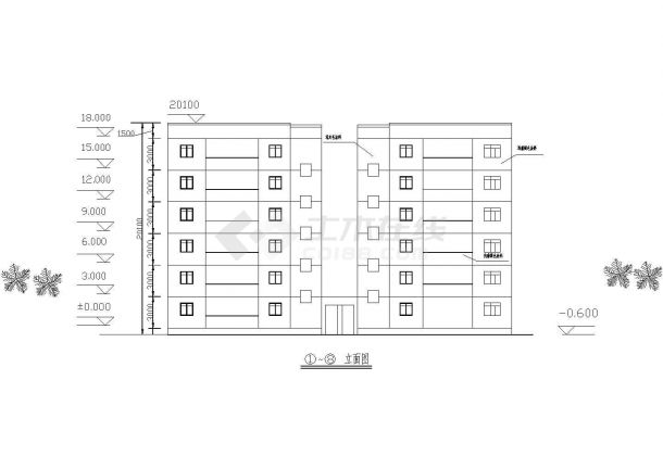 某地单元式6层住宅建筑部分CAD施工图-图一