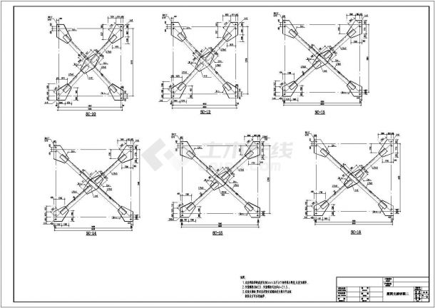 某地3连跨门式钢架厂房结构施工图（格构柱）-图二