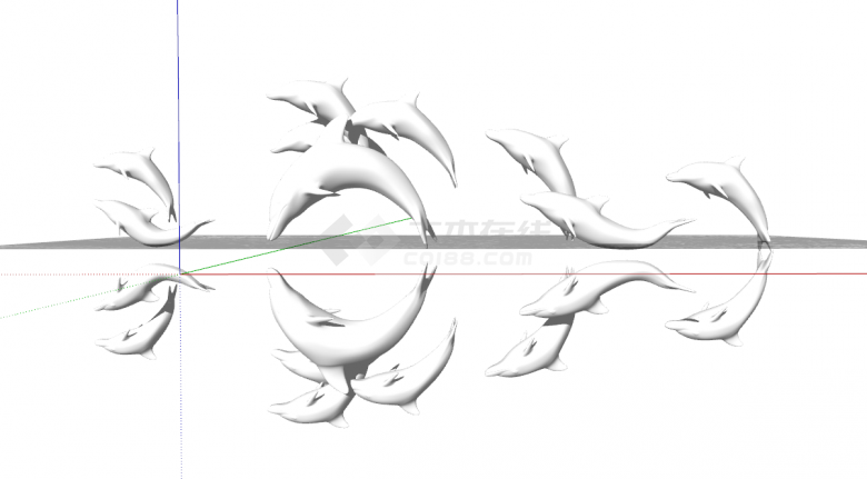 现代白色海豚海洋个性抽象艺术雕塑su模型-图一