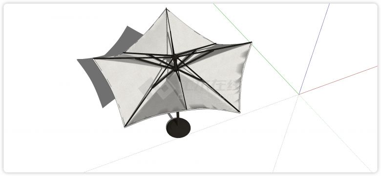 海星造型户外遮阳伞su模型-图二