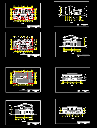 某生态型居住区二层双拼别墅建筑cad平立面方案图_图1