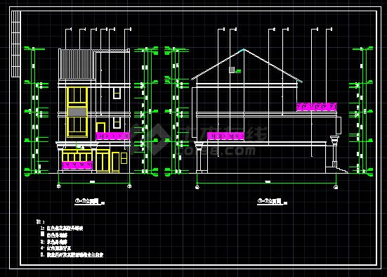 某碧水天源别墅建筑设计CAD详图带效果图-图二