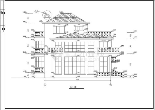 某地三层框架结构简欧风格别墅建筑设计施工图-图一