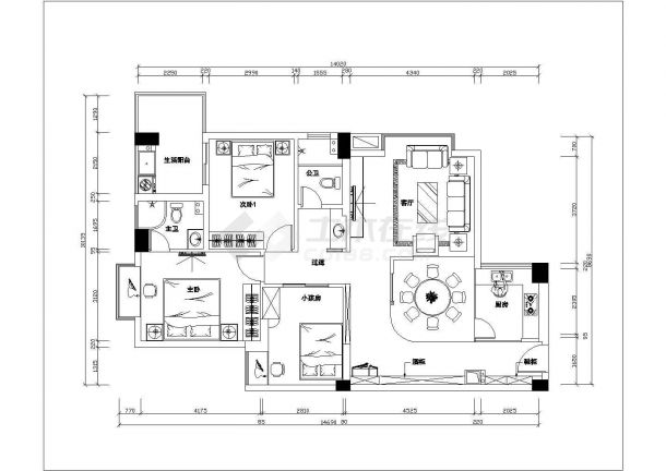 现代简约风三室一厅套房装修设计方案图-图二