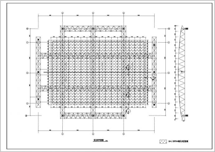 某采光顶36米跨度空间桁架结构施工图_图1