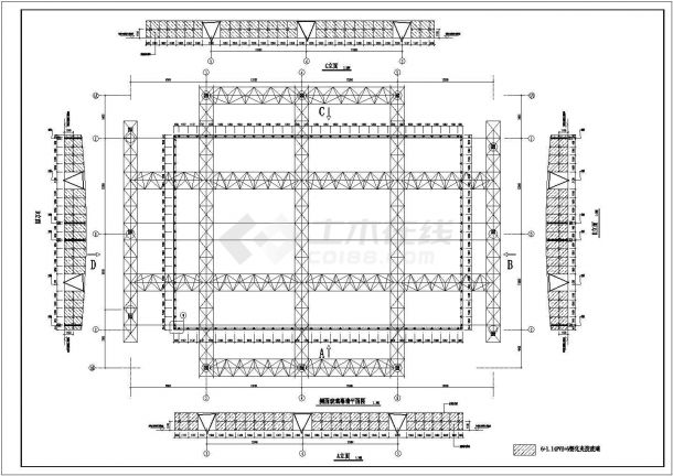 某采光顶36米跨度空间桁架结构施工图-图二