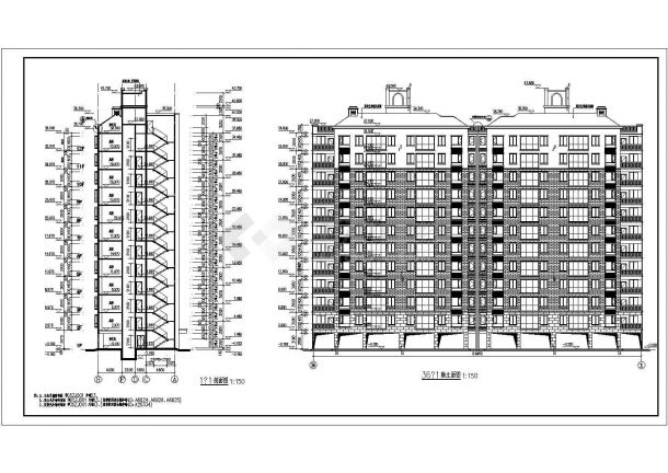 湖南省某地某剪力墙结构11层住宅楼建筑施工图-图二