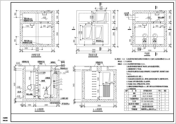 某污水管线小型提升井结构、电气施工图_图1