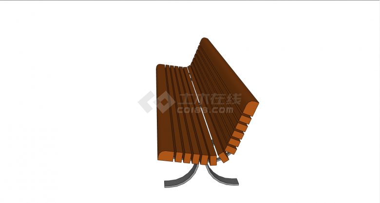 长型棕色现代条形座椅su模型-图一